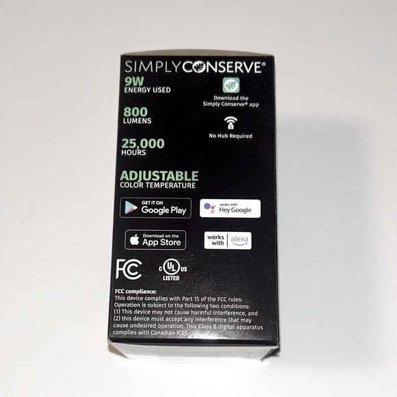 Simply Conserve 9W WiFi & BLE - Enabled A19 Smart LED Bulb (BRAND NEW IN BOX) - Picture 3 of 5